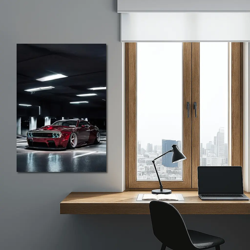 Dodge Challenger Red Wide Body Parking Garage – Wall Art