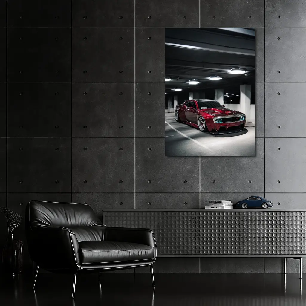 Dodge Challenger Hellcat Red Parking Garage – Wall Art