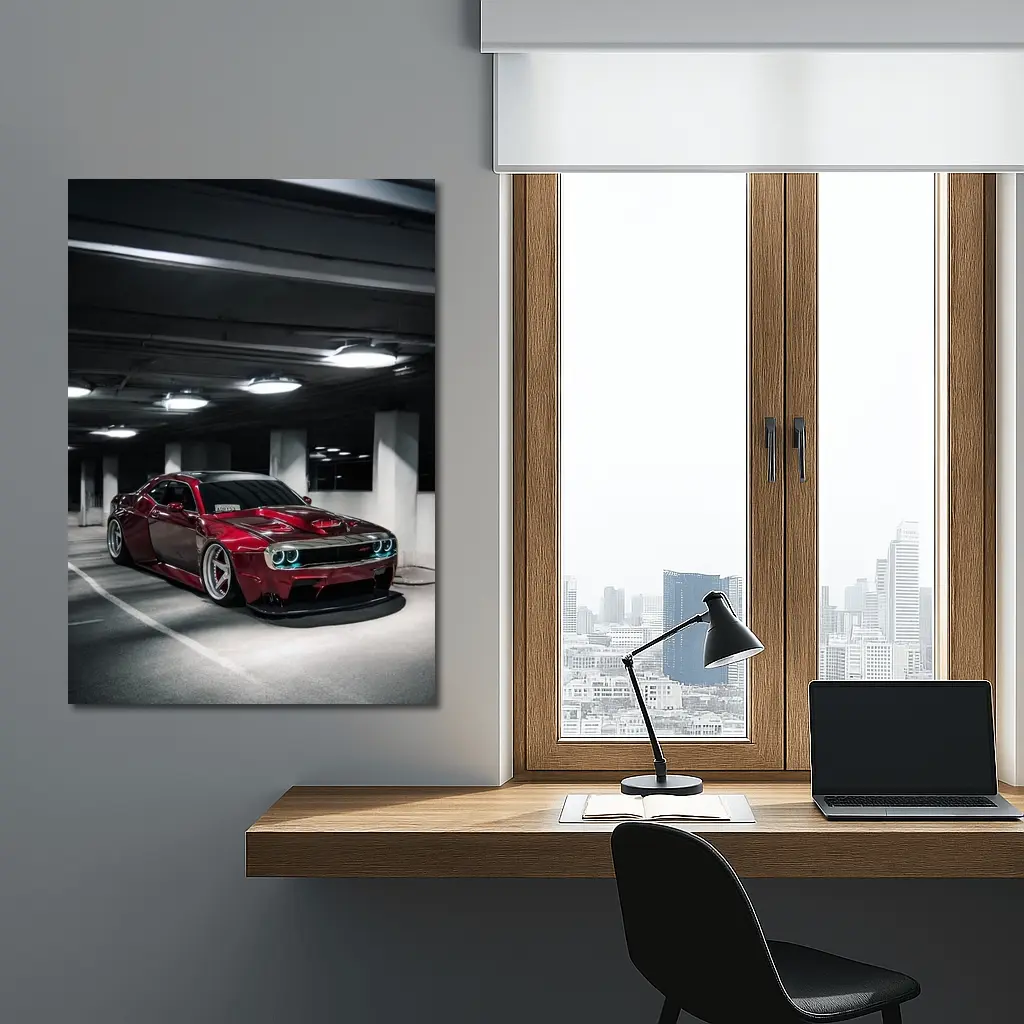 Dodge Challenger Hellcat Red Parking Garage – Wall Art