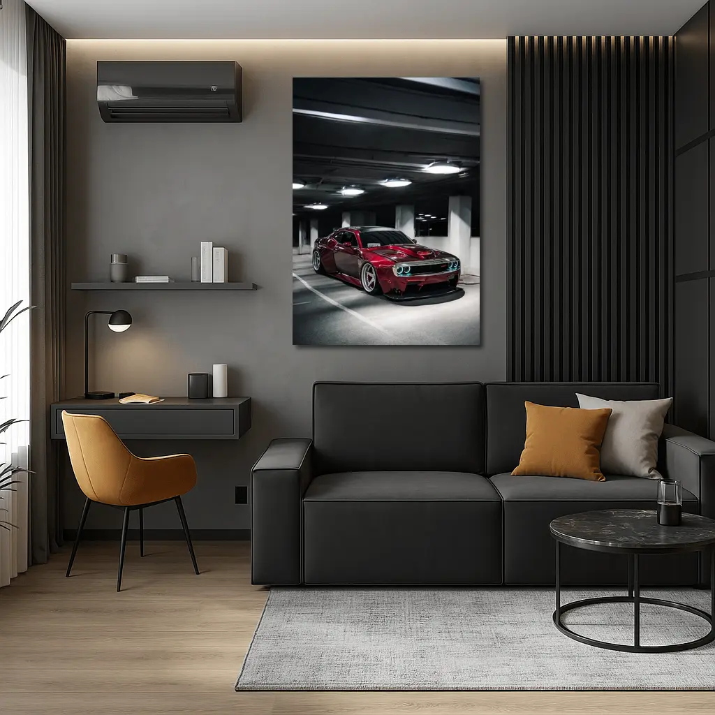Dodge Challenger Hellcat Red Parking Garage – Wall Art