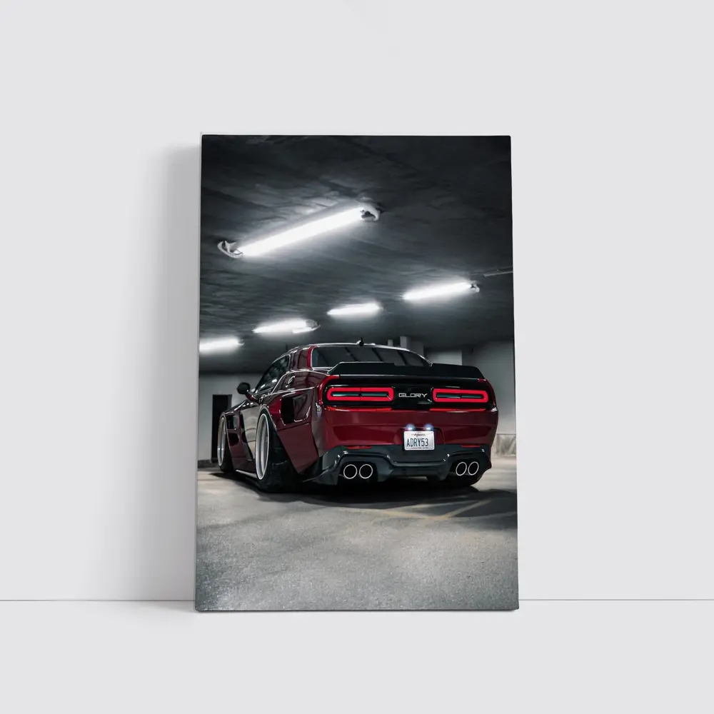 Dodge Challenger Hellcat Red Parking Garage – Wall Art