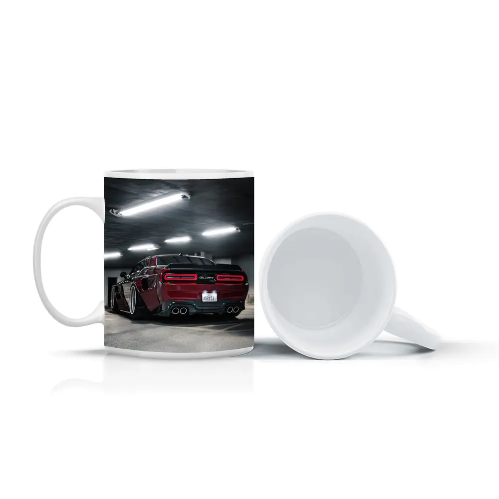 Dodge Challenger Hellcat Red Parking Garage – Mugs