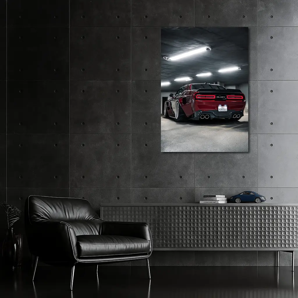Dodge Challenger Hellcat Red Parking Garage – Wall Art