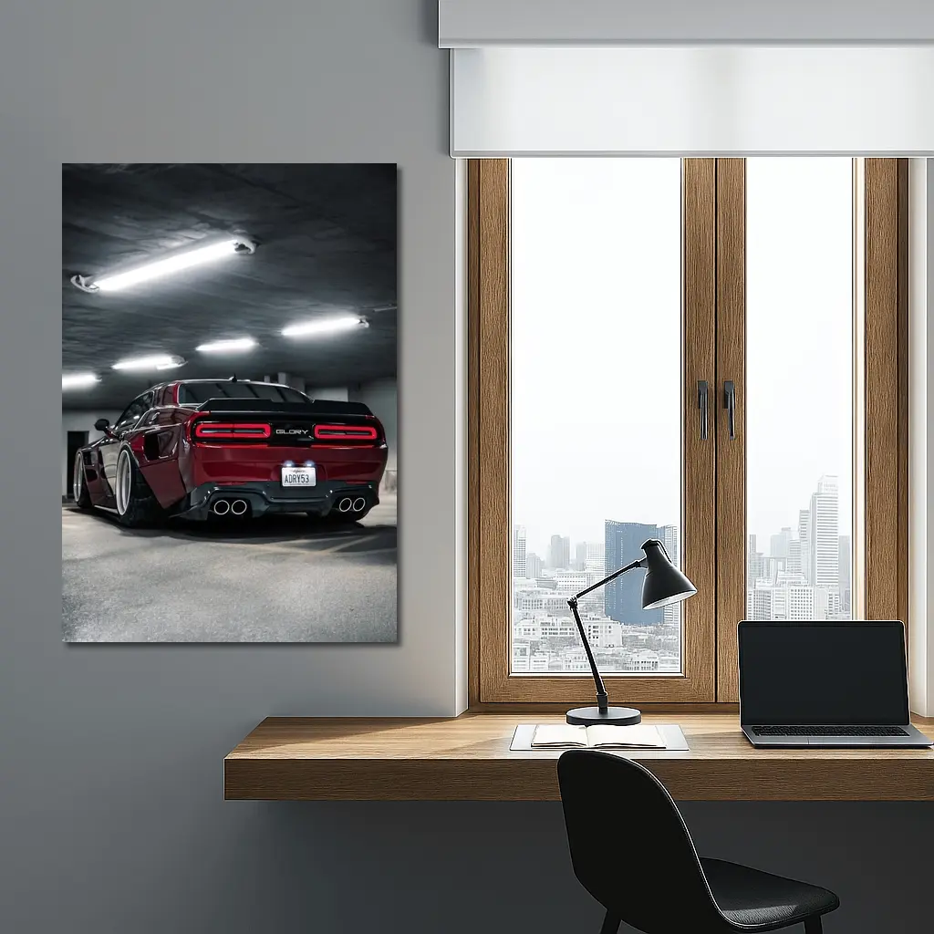 Dodge Challenger Hellcat Red Parking Garage – Wall Art