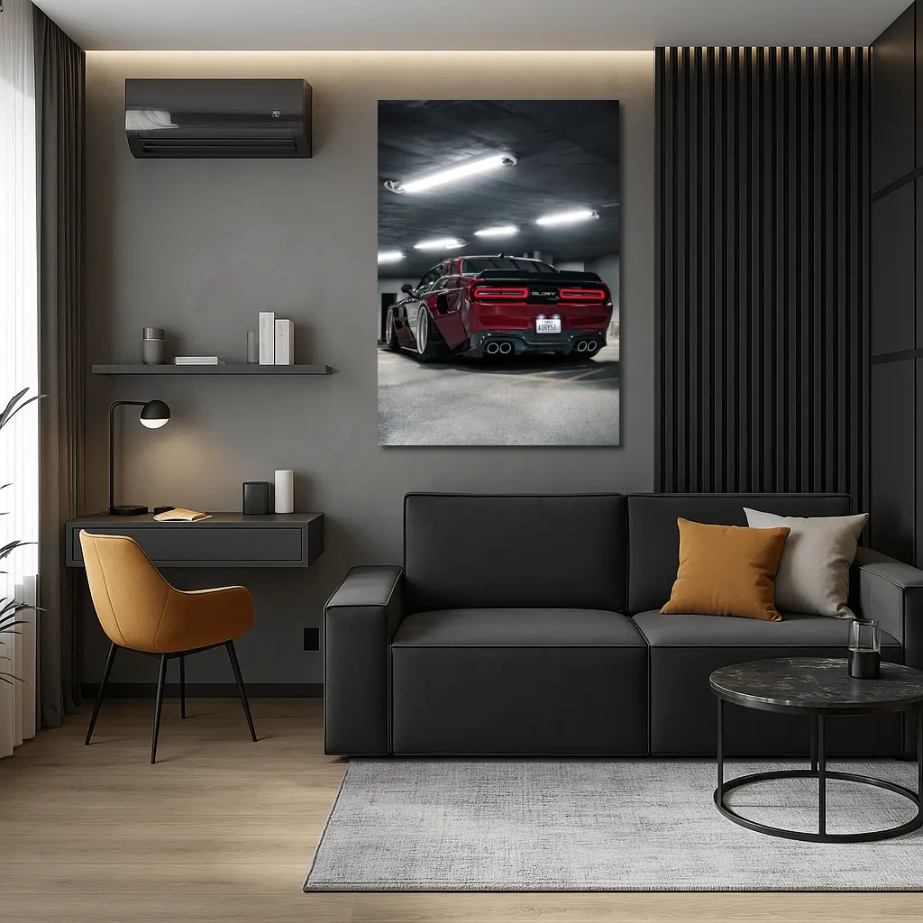 Dodge Challenger Hellcat Red Parking Garage – Wall Art
