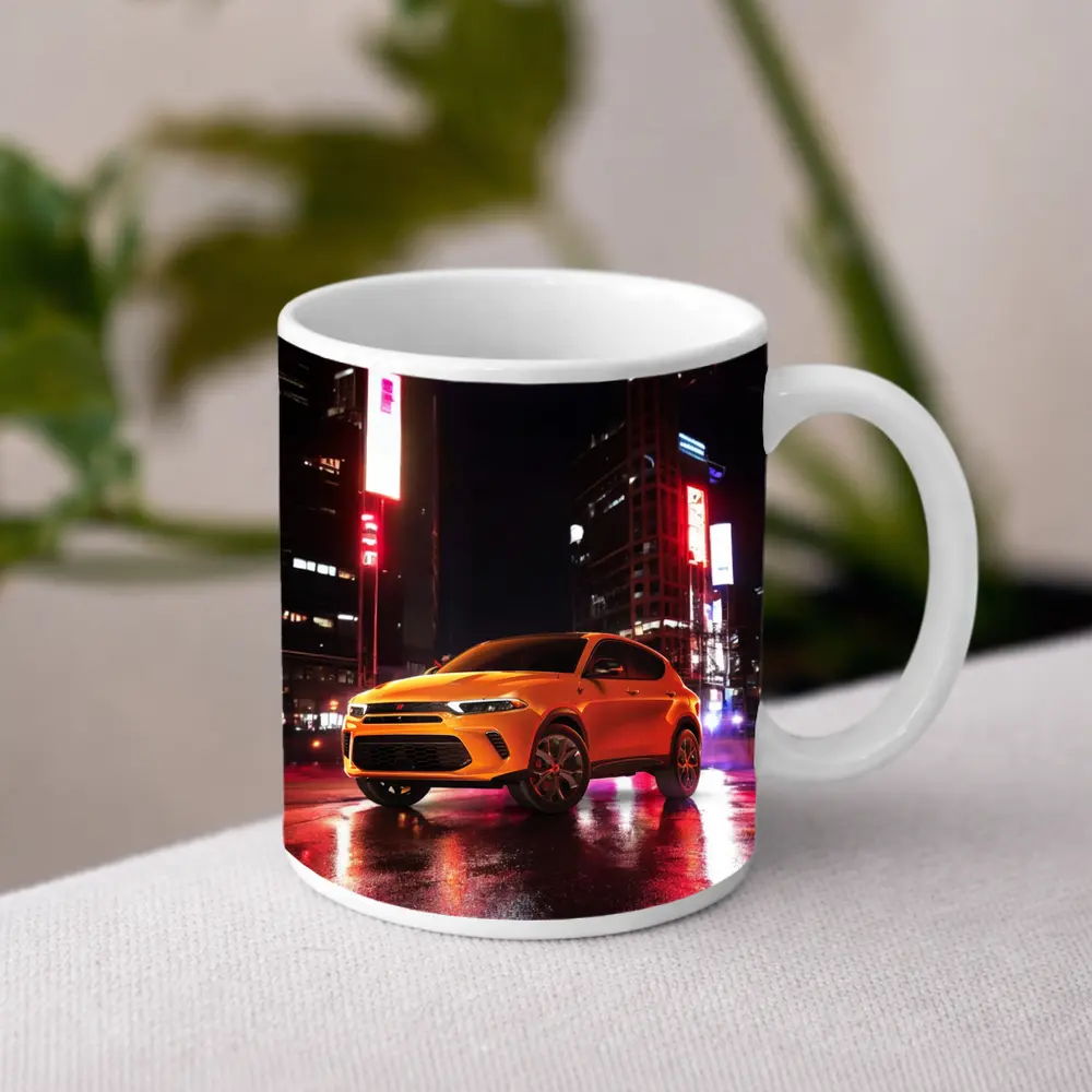 Dodge Hornet Orange SUV City Night – Mugs