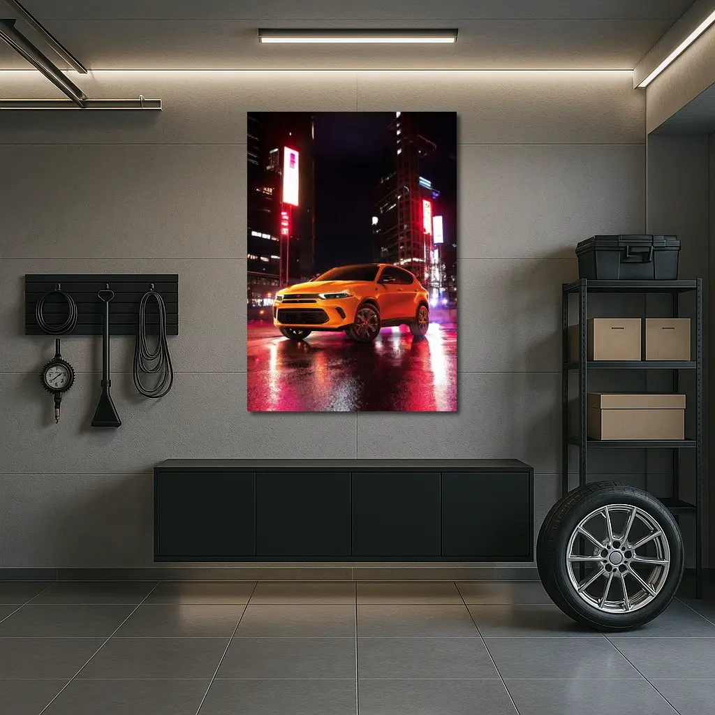 Dodge Hornet Orange SUV City Night – Wall Art