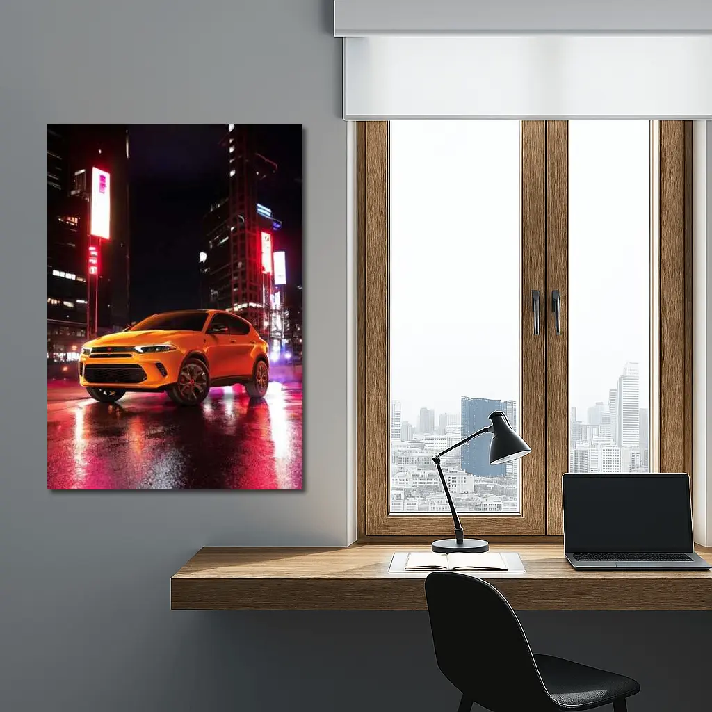 Dodge Hornet Orange SUV City Night – Wall Art