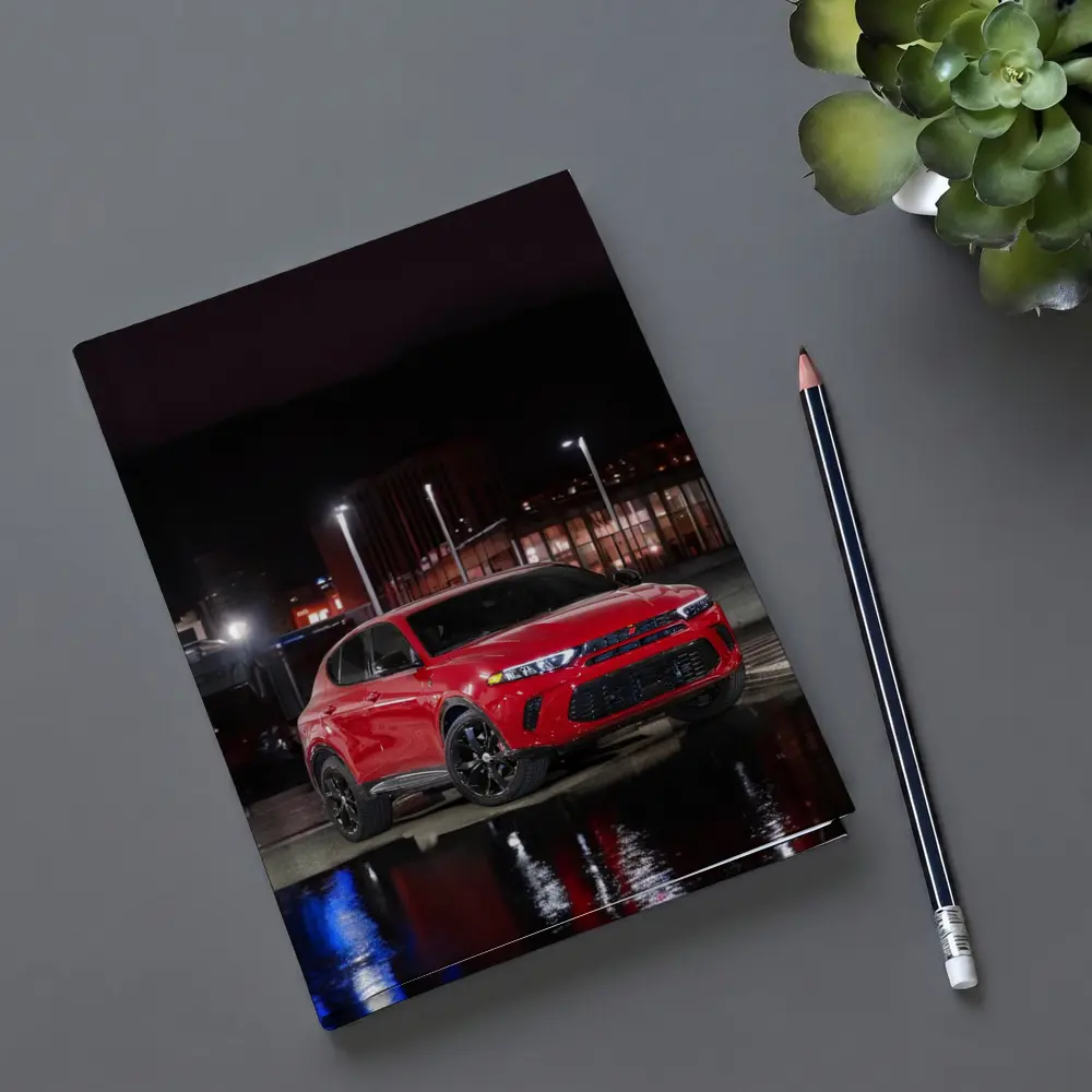Dodge Hornet Red SUV Wet Night Street – Notebooks