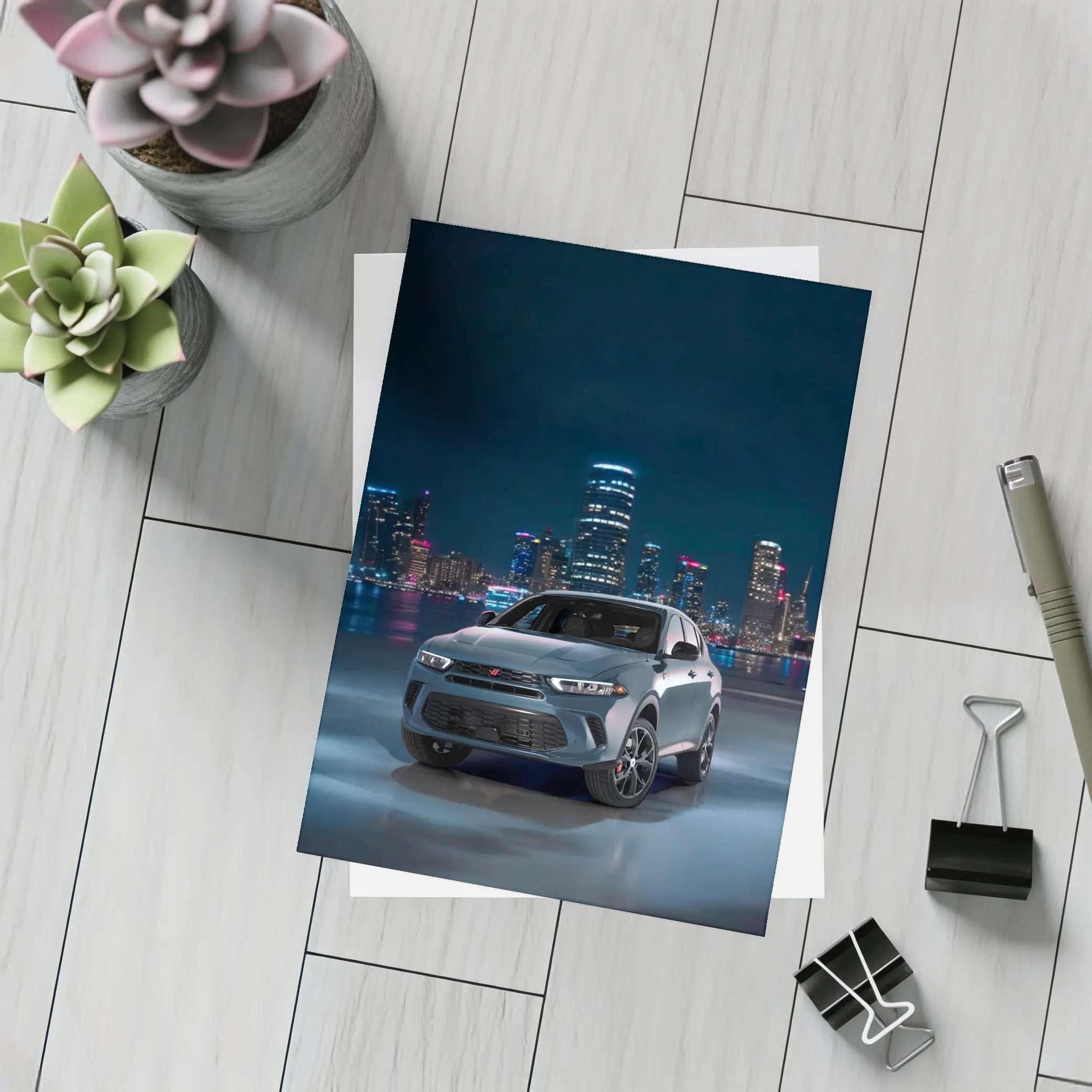 Dodge Hornet SUV City Night Skyline – Postcards