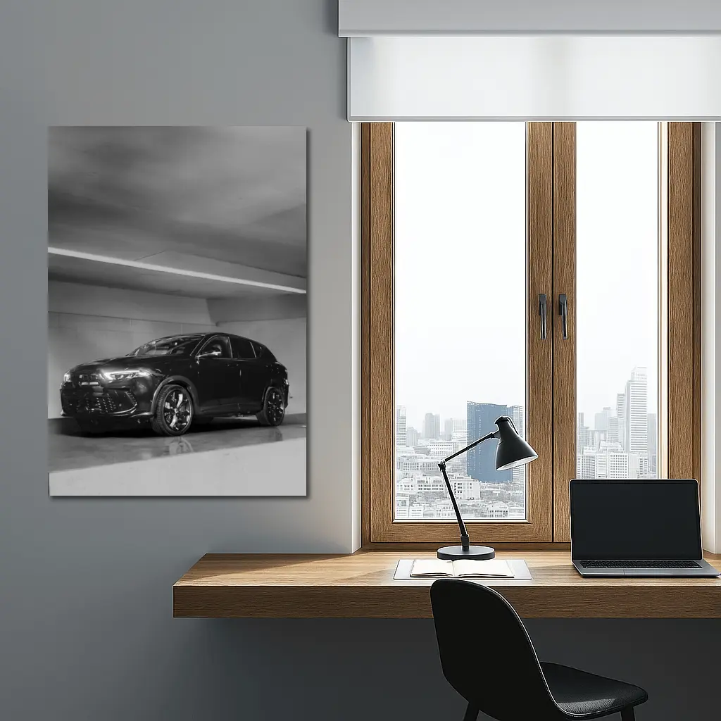 Dodge Hornet Black White Parking Garage – Wall Art
