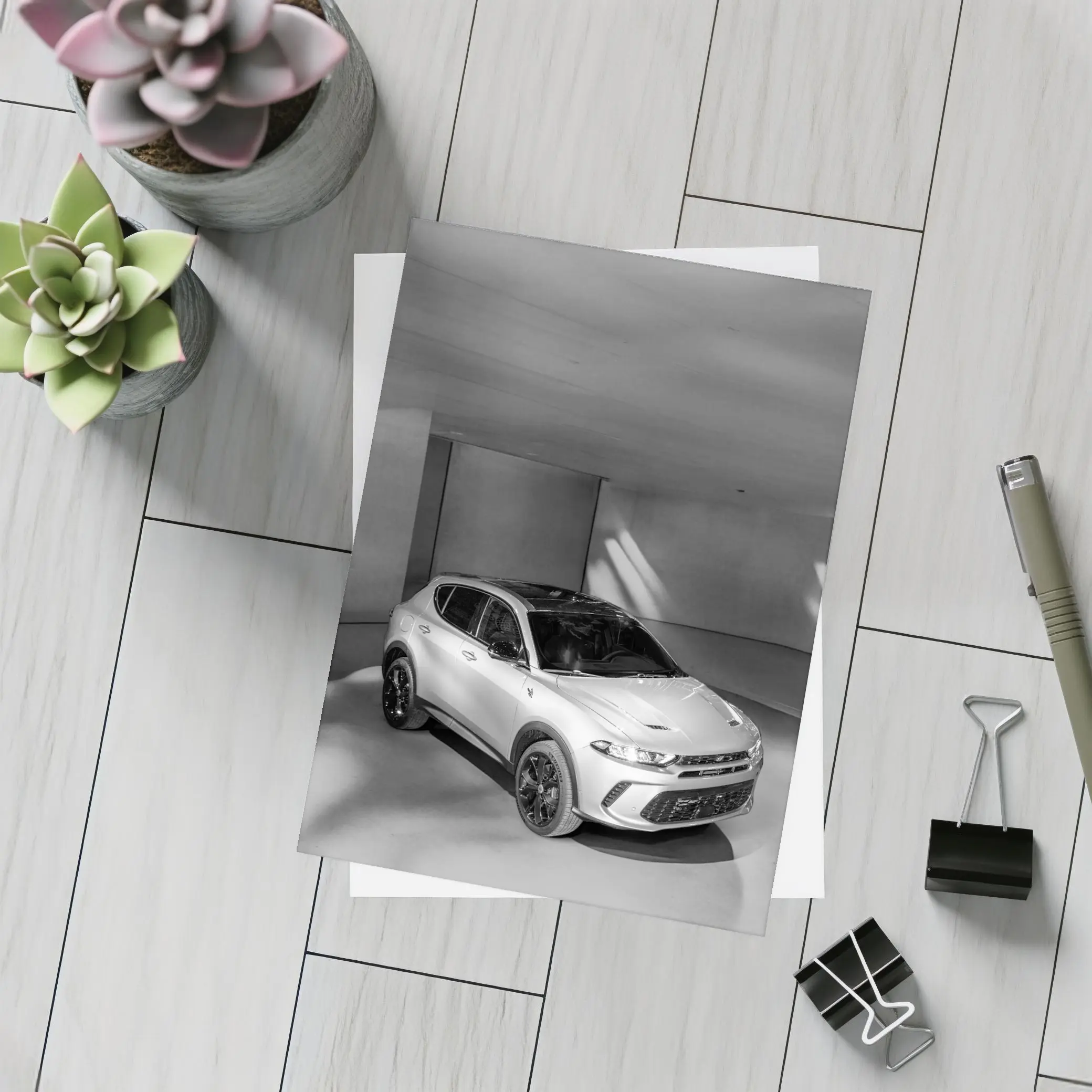 Dodge Hornet SUV Studio Black White – Postcards