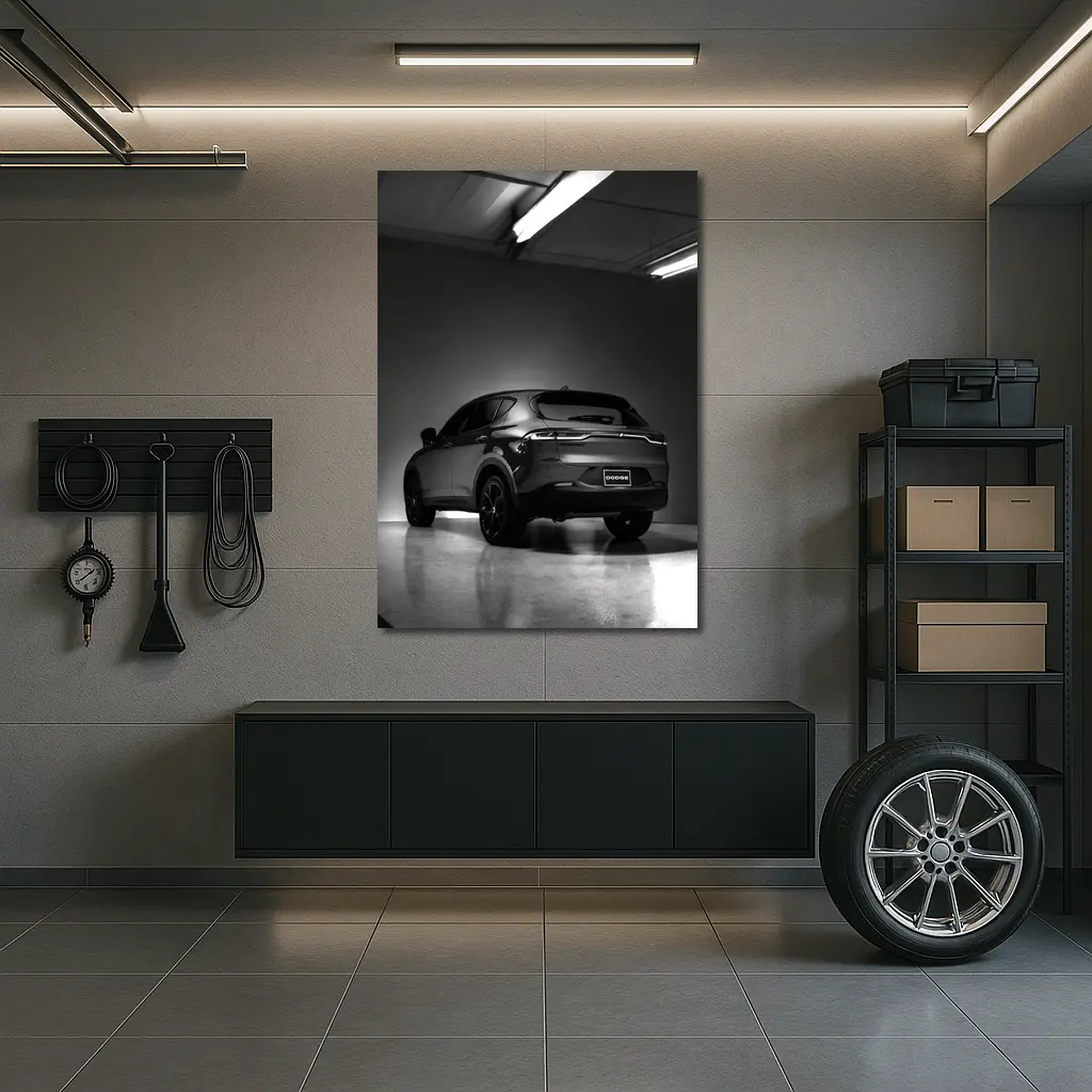 Dodge Hornet SUV Dark Garage Black White – Wall Art