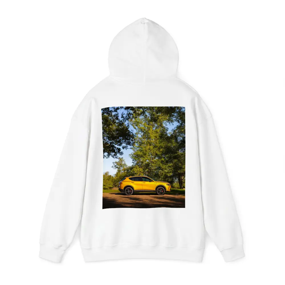 Dodge Hornet Yellow SUV Green Trees – Hoodies