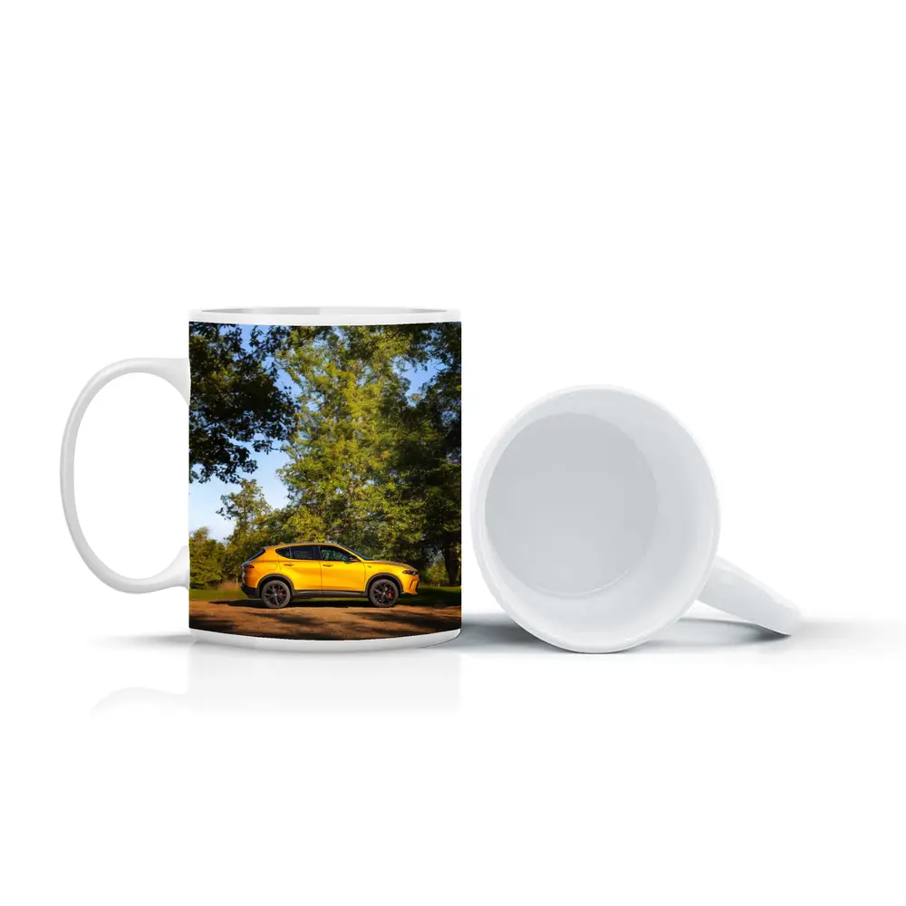 Dodge Hornet Yellow SUV Green Trees – Mugs