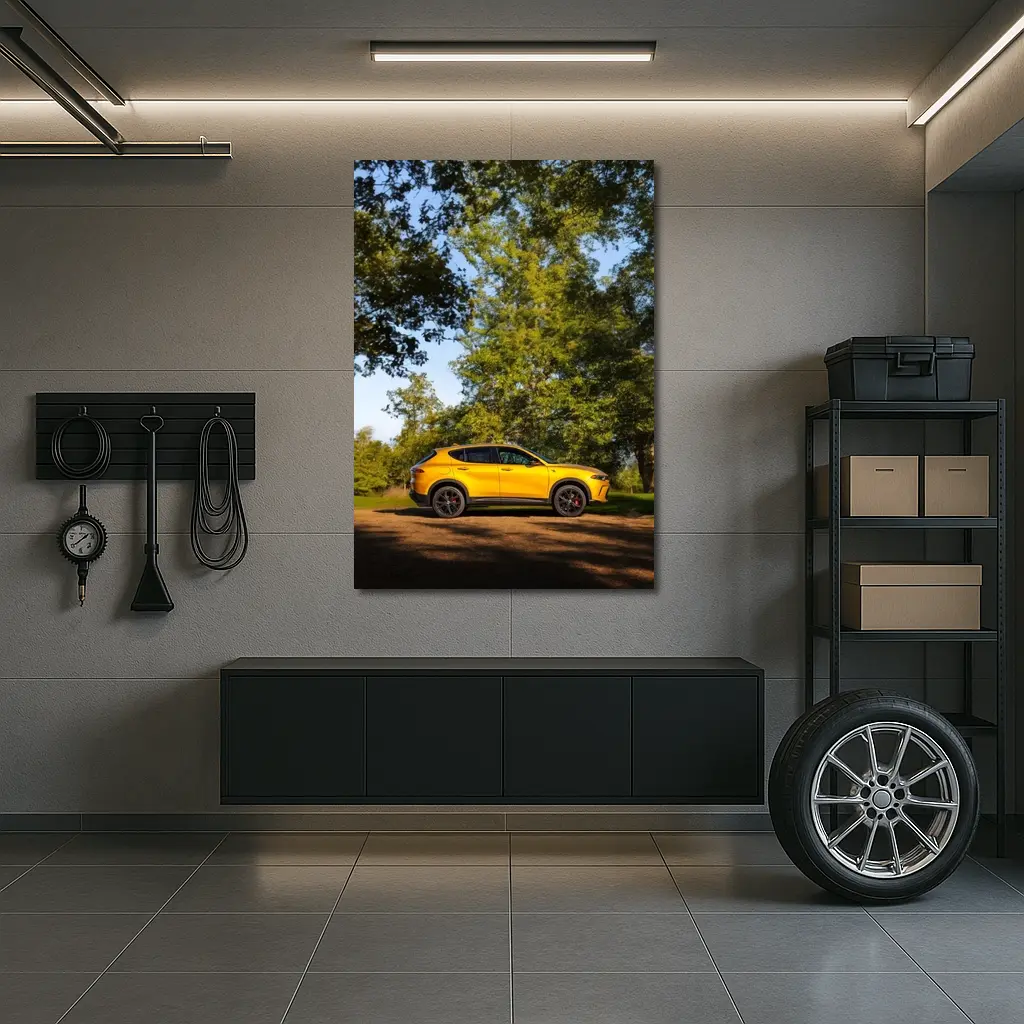 Dodge Hornet Yellow SUV Green Trees – Wall Art