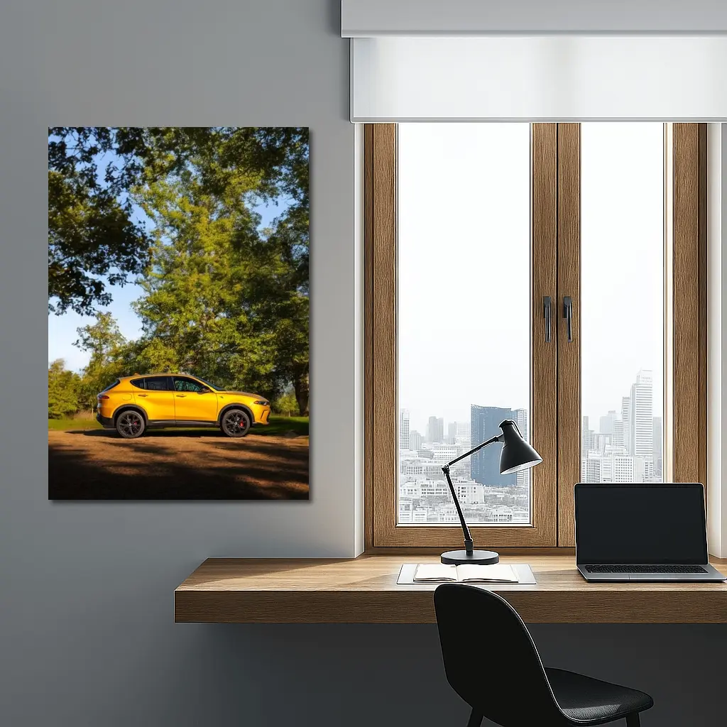 Dodge Hornet Yellow SUV Green Trees – Wall Art