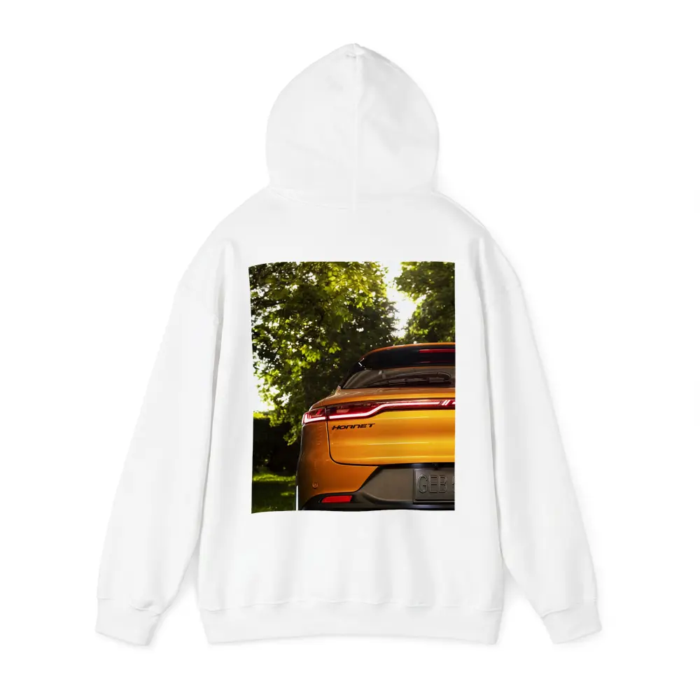 Dodge Hornet Orange Rear View Green Trees – Hoodies