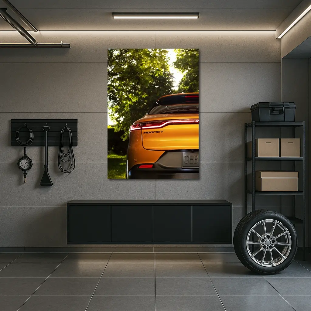 Dodge Hornet Orange Rear View Green Trees – Wall Art