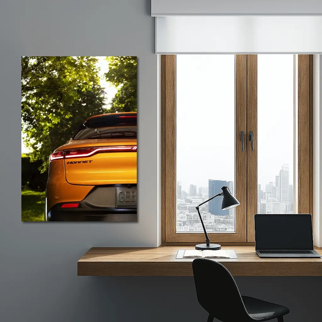 Dodge Hornet Orange Rear View Green Trees – Wall Art