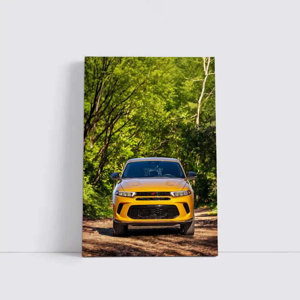 Dodge Hornet Yellow SUV Forest Trail – Wall Art