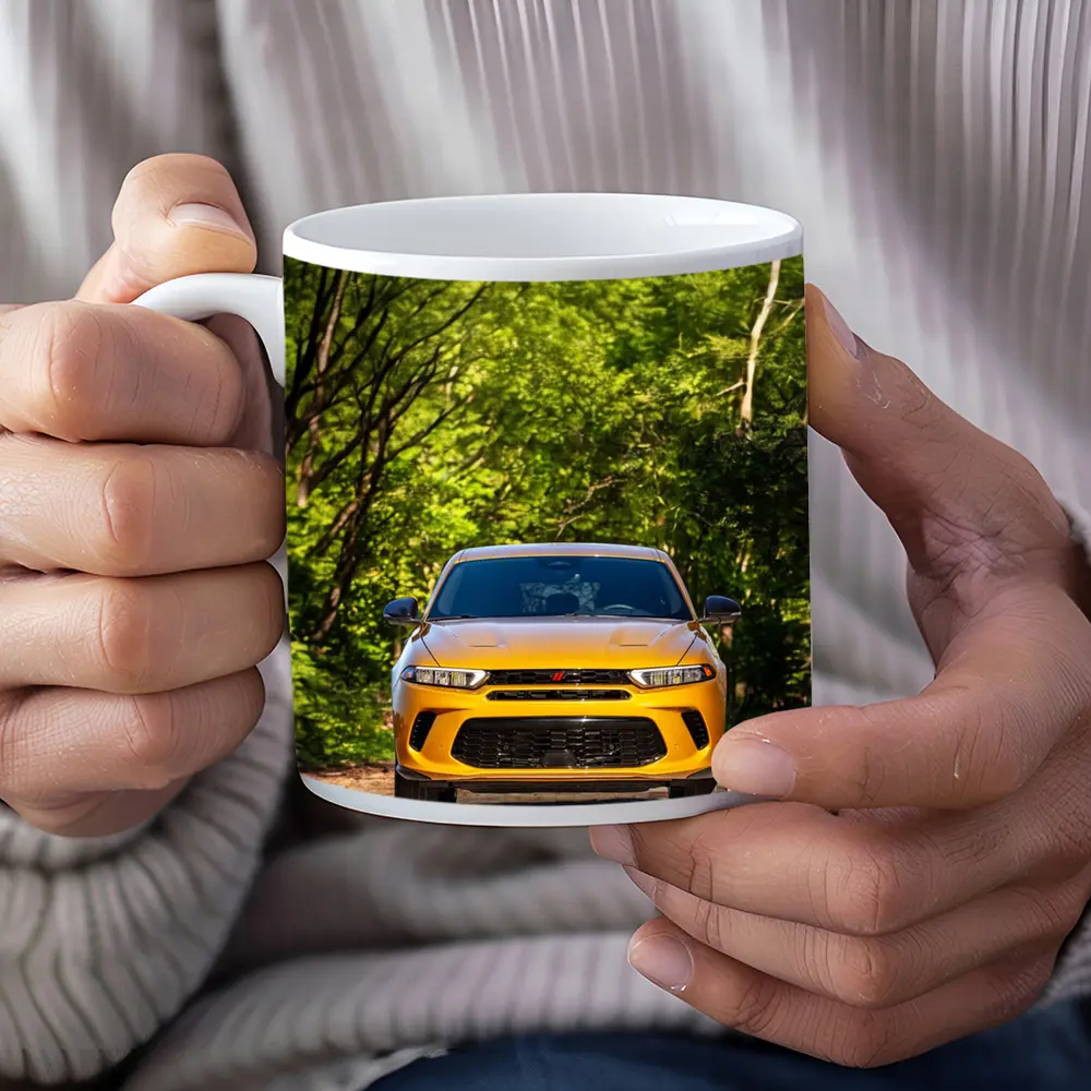 Dodge Hornet Yellow SUV Forest Trail – Mugs