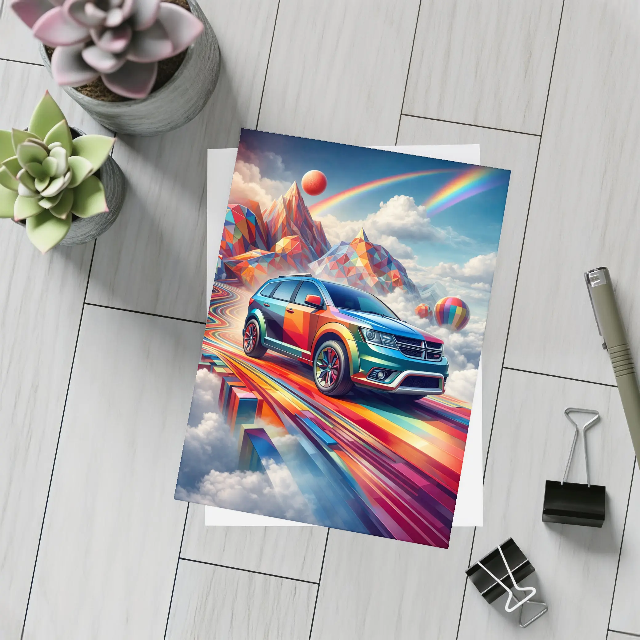 Dodge Journey Bold Colorful Abstract Sky Art – Postcards