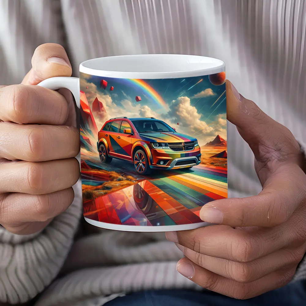 Dodge Journey SUV Rainbow Cosmic Art – Mugs