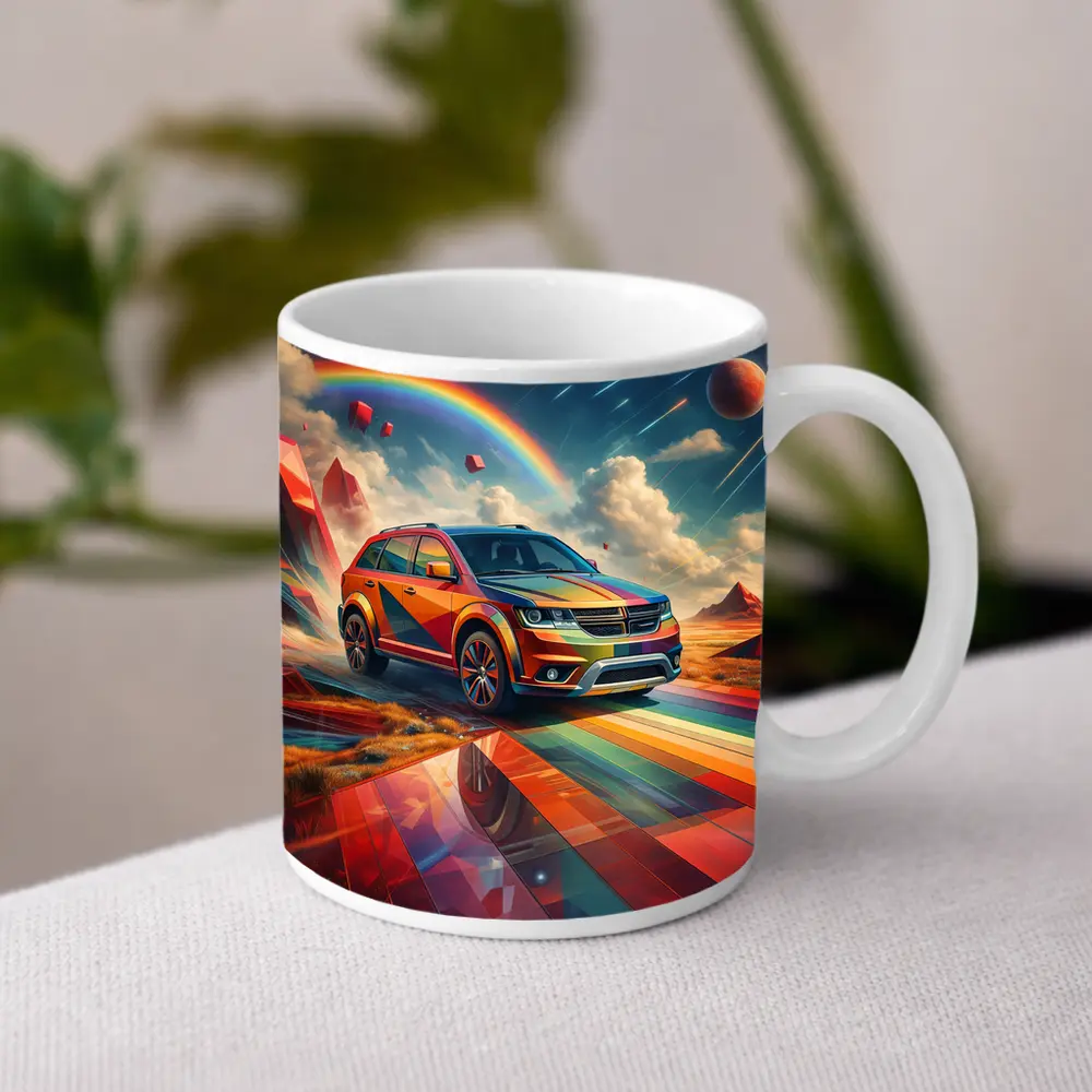 Dodge Journey SUV Rainbow Cosmic Art – Mugs