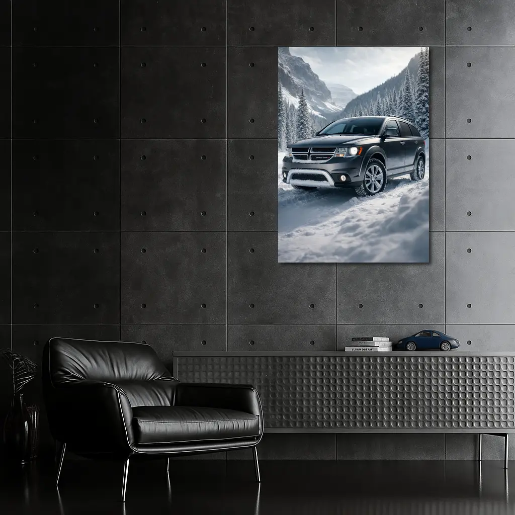 Dodge Journey SUV Snowy Mountain Winter Drive – Wall Art