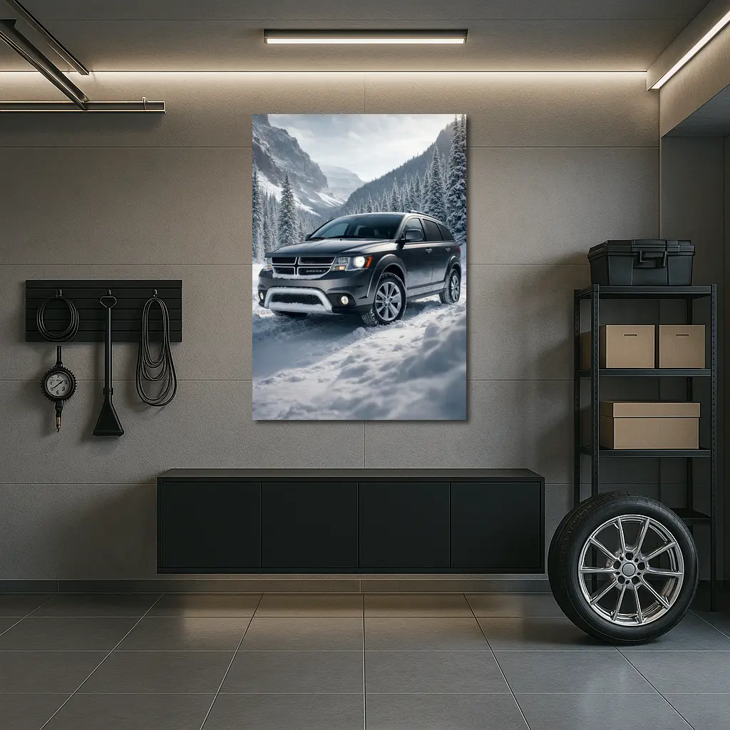Dodge Journey SUV Snowy Mountain Winter Drive – Wall Art