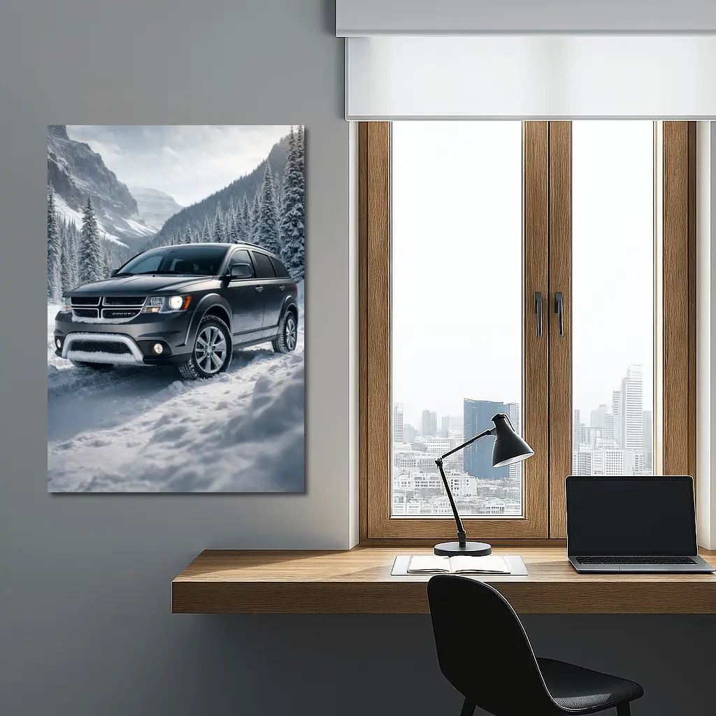 Dodge Journey SUV Snowy Mountain Winter Drive – Wall Art