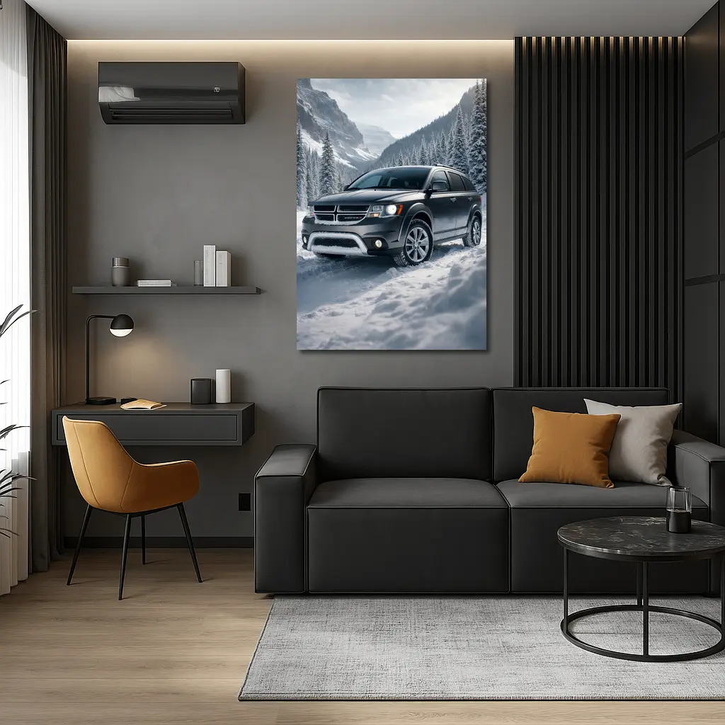 Dodge Journey SUV Snowy Mountain Winter Drive – Wall Art