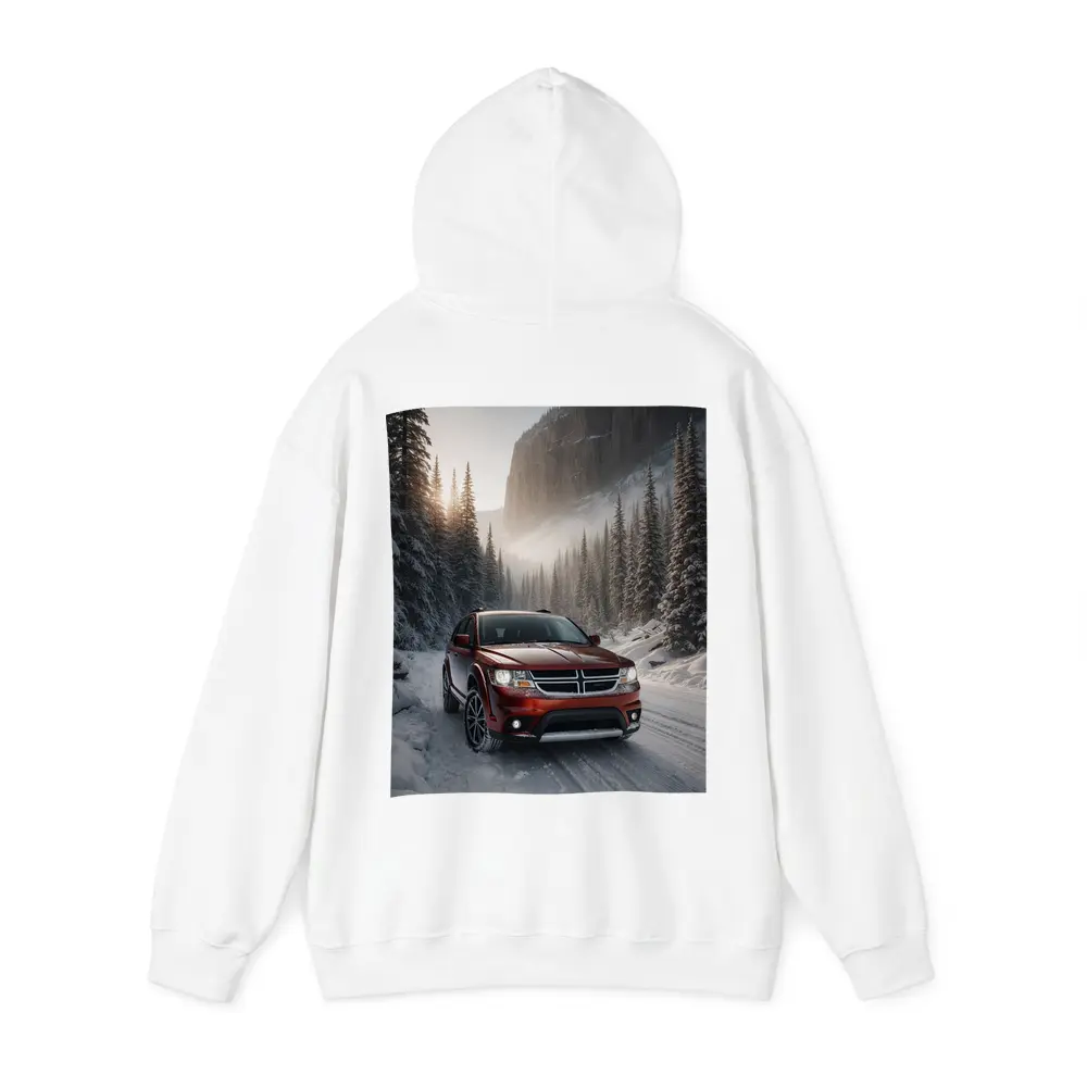 Dodge Journey Red SUV Snowy Forest Road – Hoodies