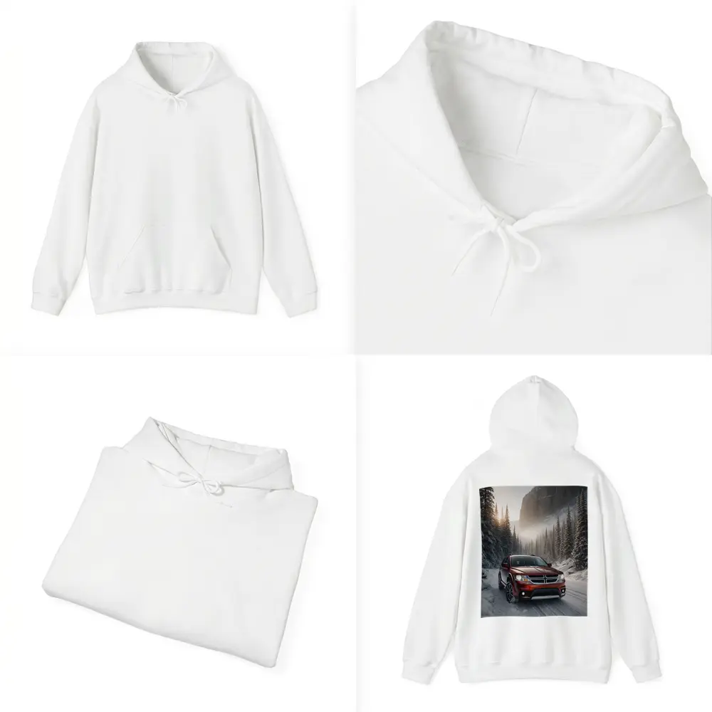 Dodge Journey Red SUV Snowy Forest Road – Hoodies