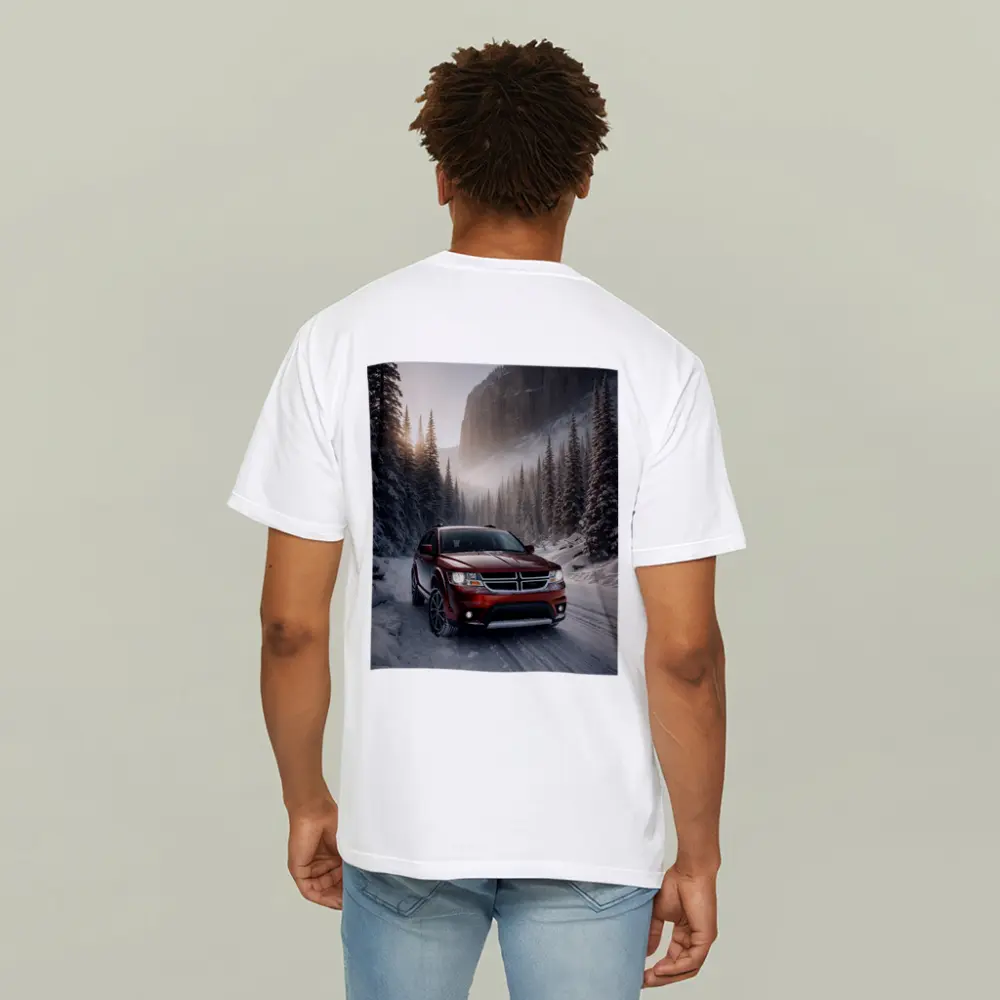 Dodge Journey Red SUV Snowy Forest Road – T-Shirts