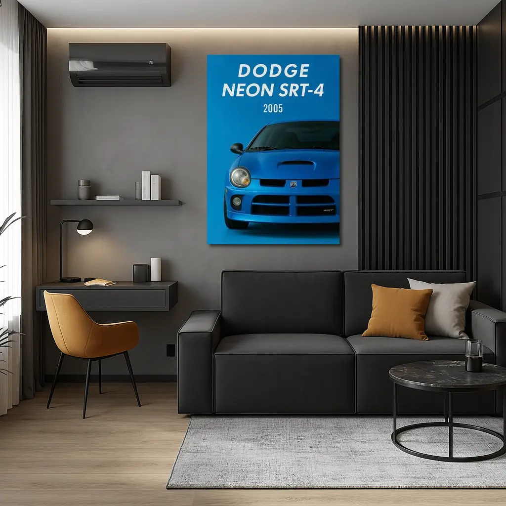 Dodge Neon SRT-4 Blue Front View – Wall Art