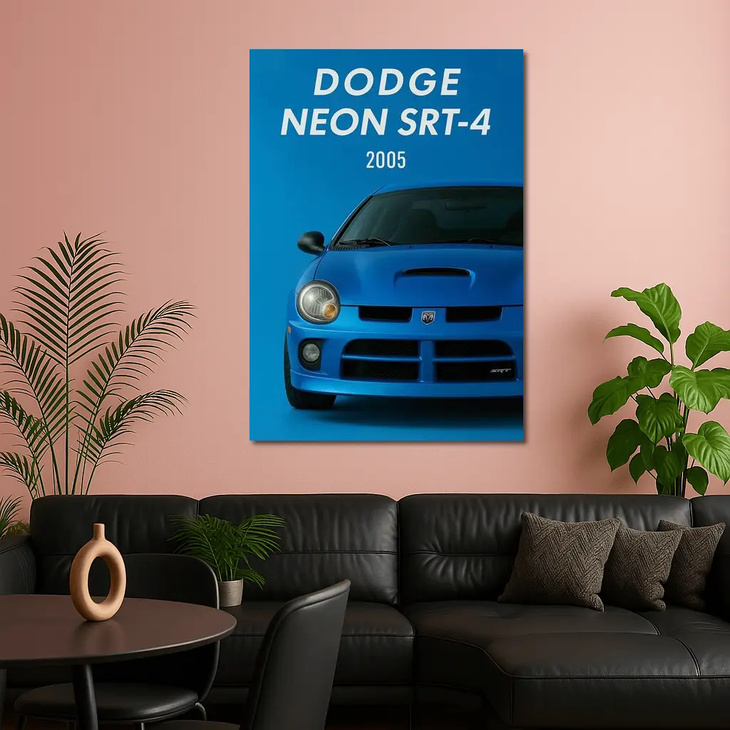 Dodge Neon SRT-4 Blue Front View – Wall Art