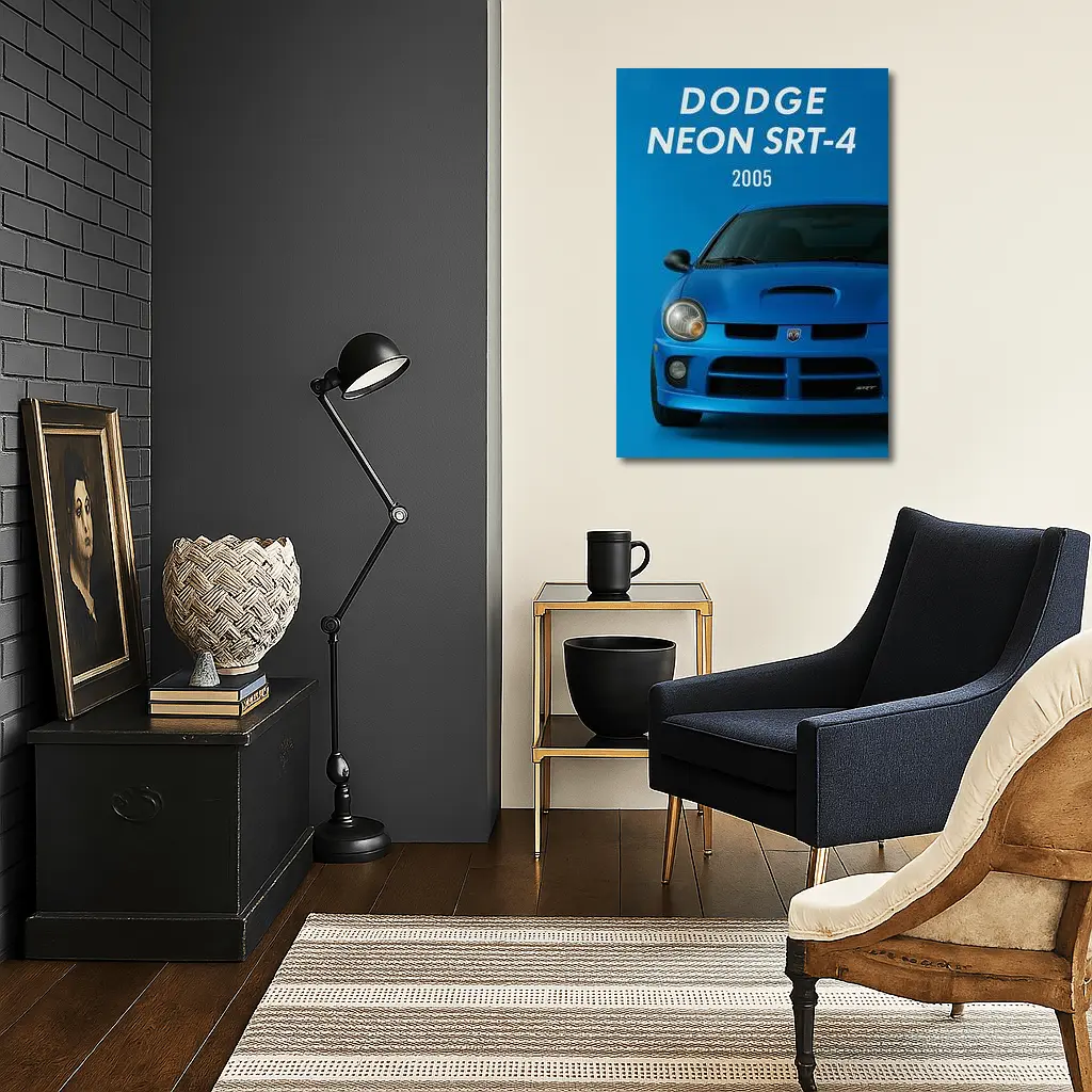 Dodge Neon SRT-4 Blue Front View – Wall Art