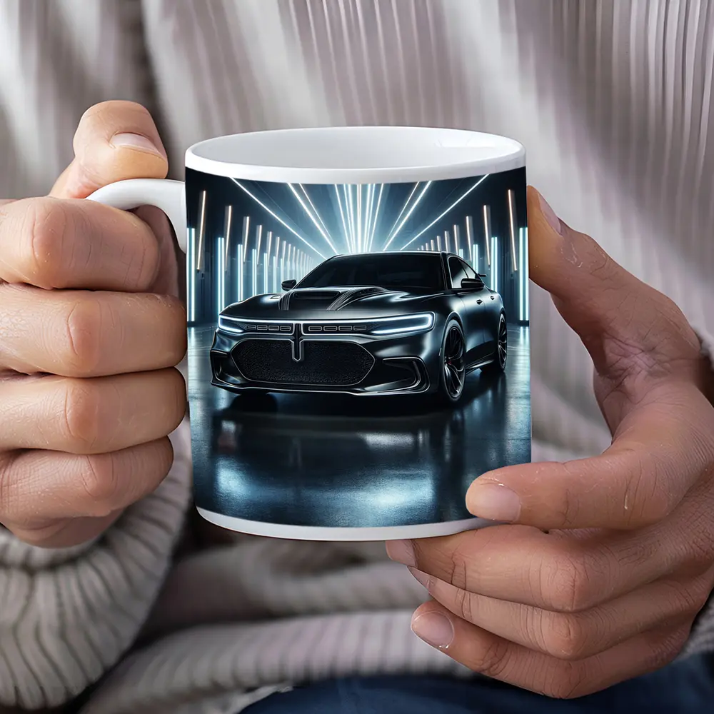 Dodge Charger Black Neon Light Studio – Mugs