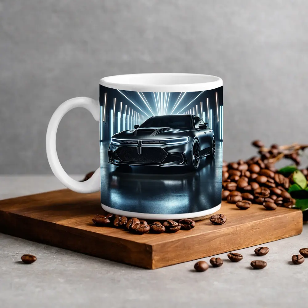 Dodge Charger Black Neon Light Studio – Mugs