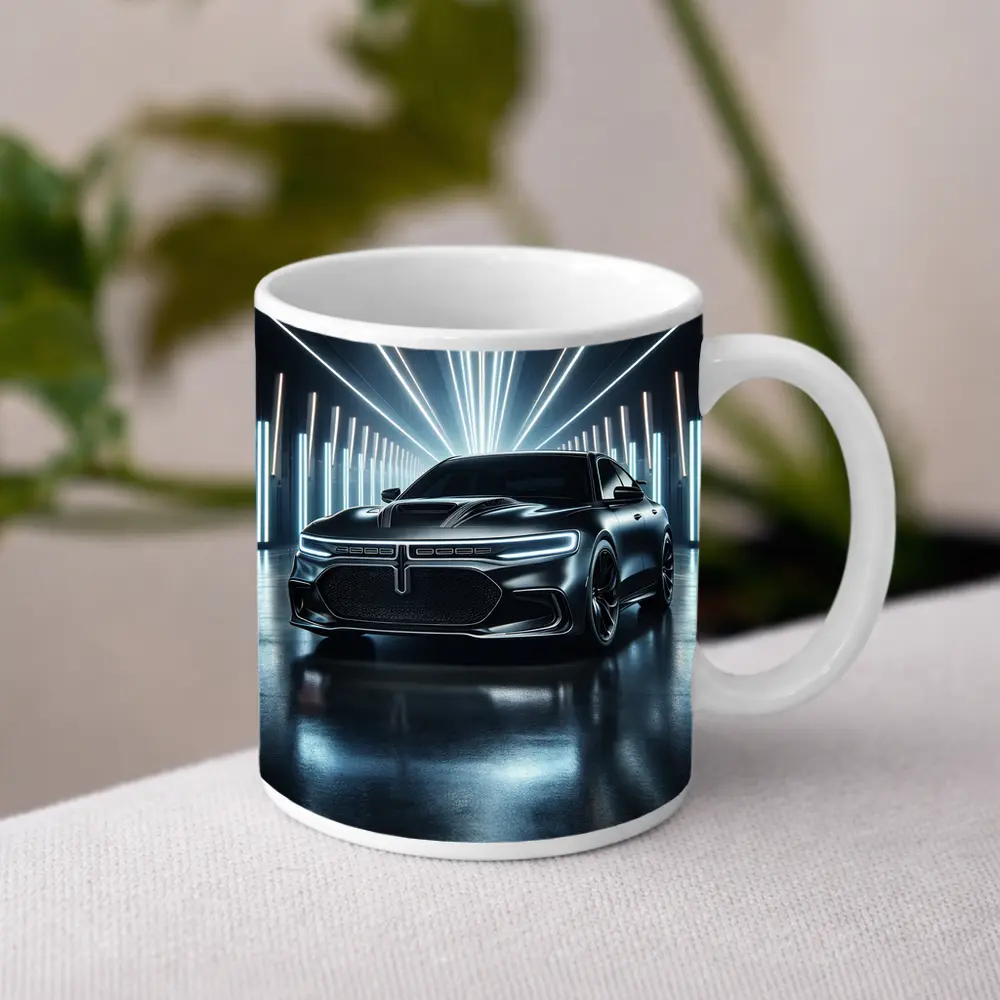 Dodge Charger Black Neon Light Studio – Mugs
