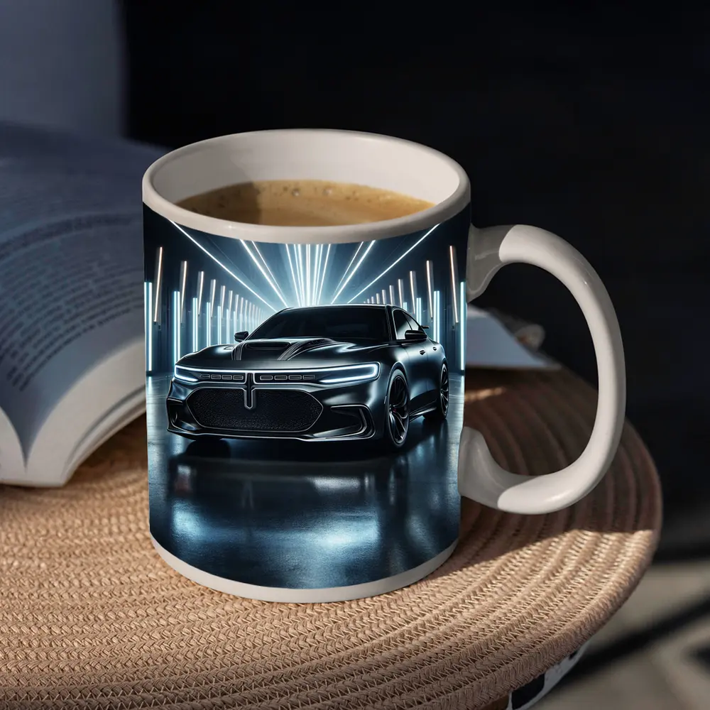 Dodge Charger Black Neon Light Studio – Mugs