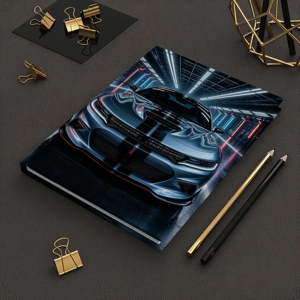 Dodge Charger Silver Front Neon Garage – Notebooks