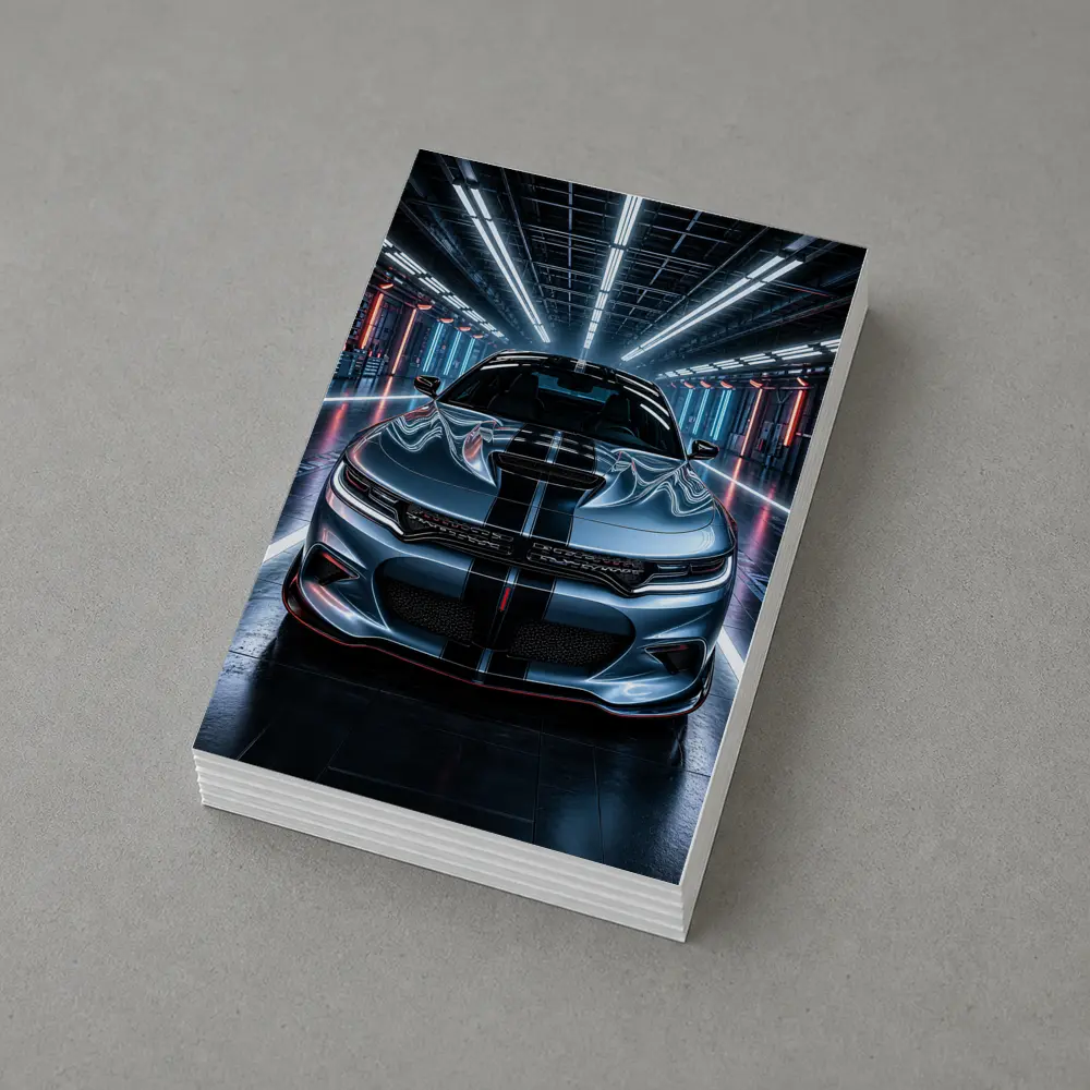 Dodge Charger Silver Front Neon Garage – Postcards