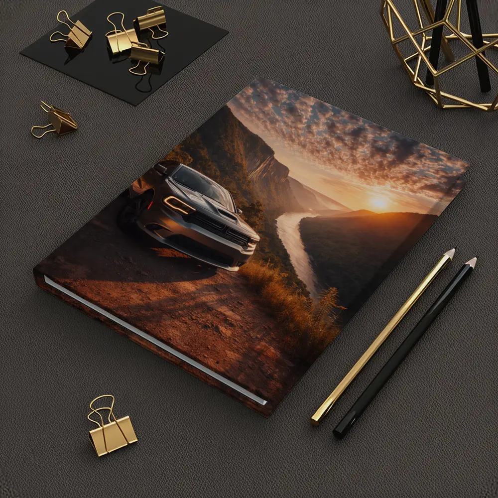 Dodge Durango Parked Above River Canyon Sunset – Notebooks