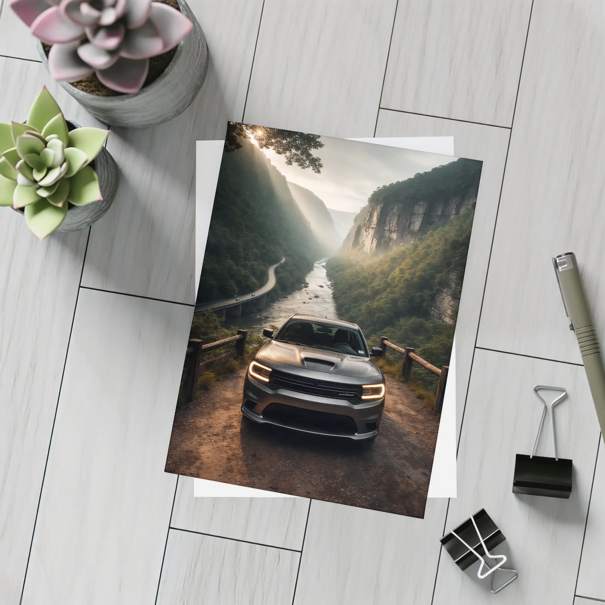 Dodge Durango Canyon River Overlook Scene – Postcards