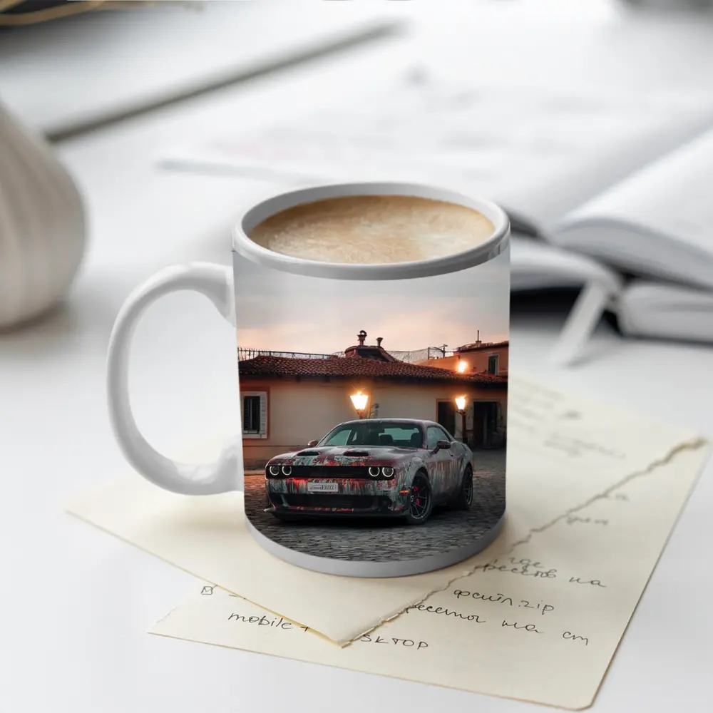 Dodge Challenger Hellcat Old City Dusk – Mugs