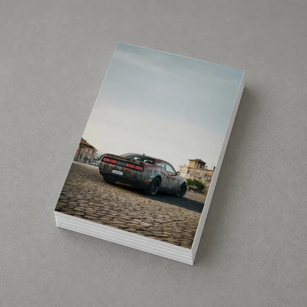Dodge Challenger Rusty Wrap Old City – Postcards