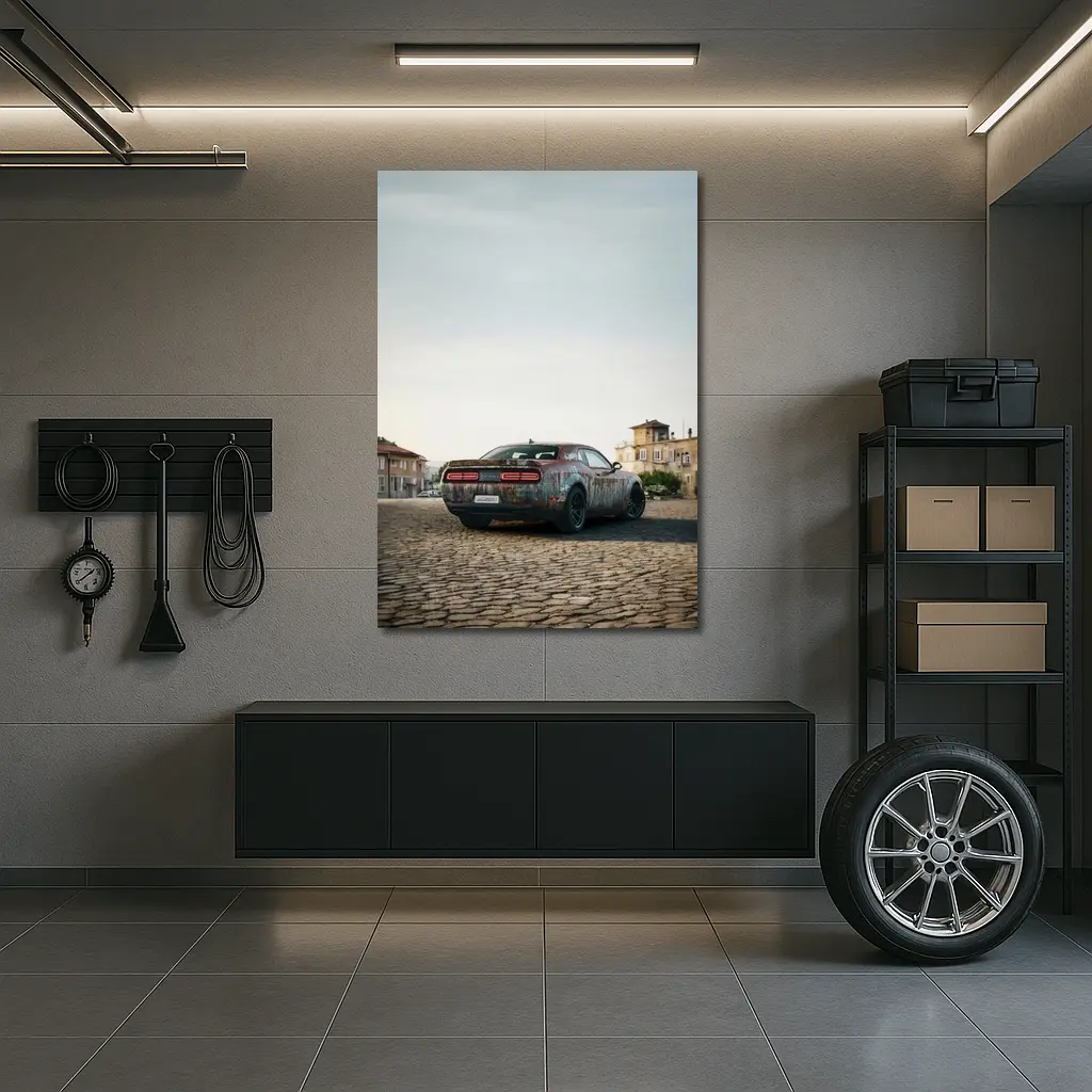 Dodge Challenger Rusty Wrap Old City – Wall Art